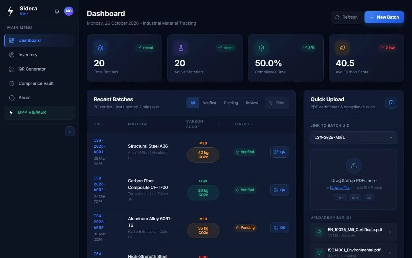 Sidera DPP app screenshot